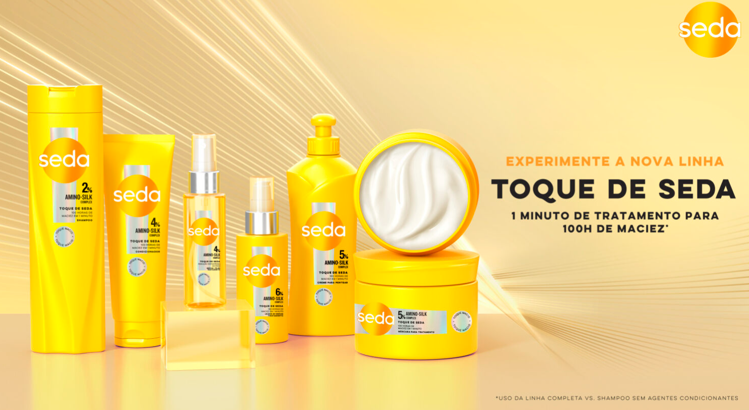 Lançamento Unilever! Abasteça seu estoque com a nova linha Toque de Seda. Com fórmula enriquecida Amino-Silk Complex, para cabelos mais fortes e macios!